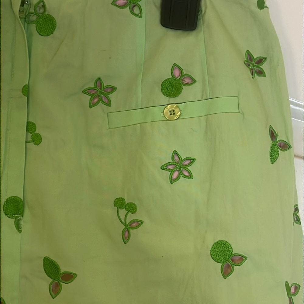 Vtg Lilly Pulitzer Skirt Embroidered Pistachio & Pink Underlay Women Size 8P NWT - Picture 9 of 11